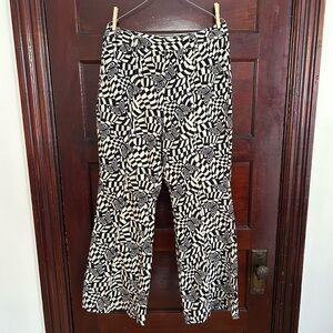 UO Isabella Print Retro Flare Pants (Butterflies) | Color: Black/White | Size 12